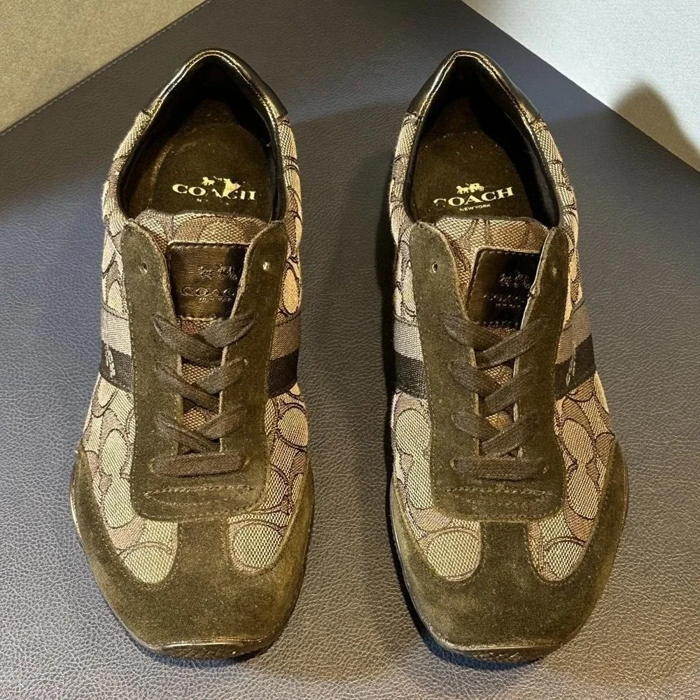 Coach Kelson Signature Jacquard Suede Sneakers Black Women 8 - Picture 3 of 6